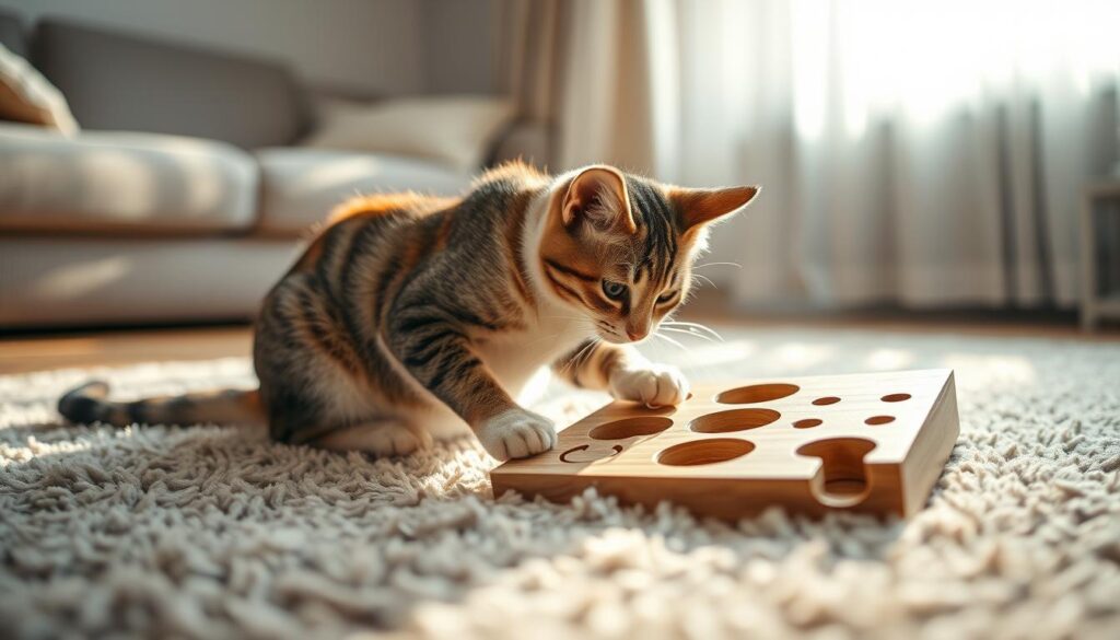 cat playing with puzzle toy