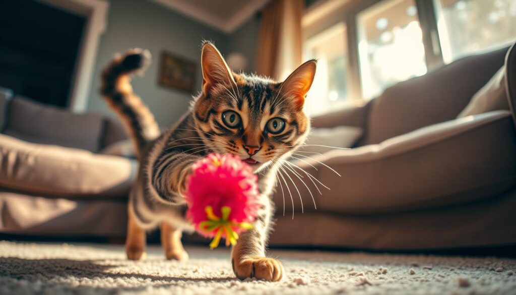 cat playing with toy